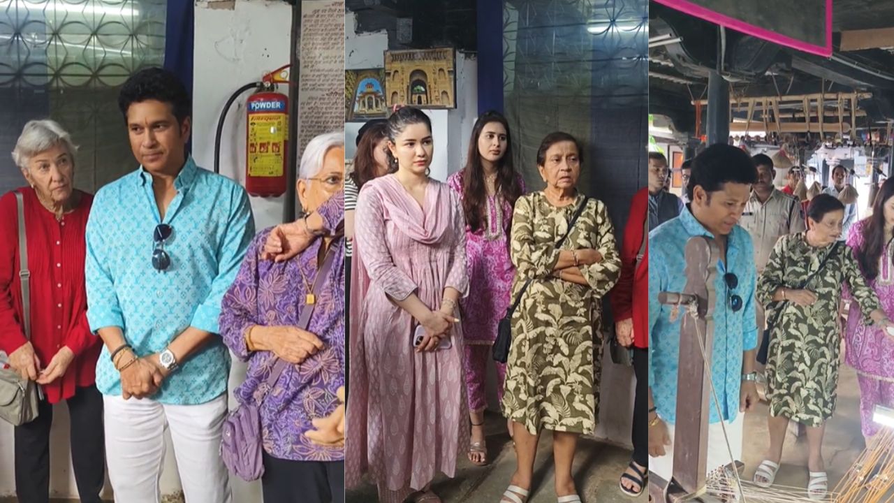 Sachin Tendulkar reached Maheshwar with his family.