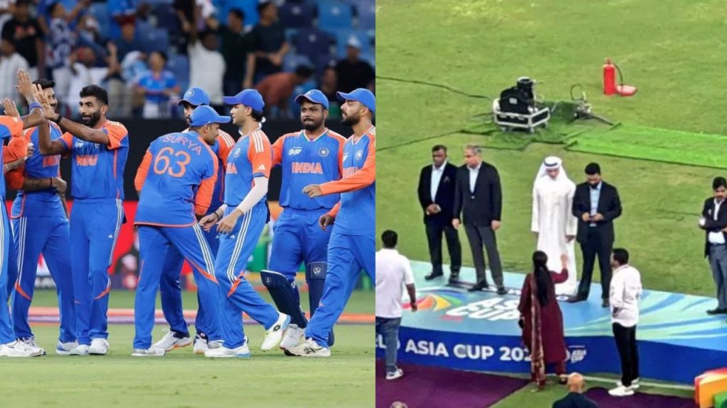 The Indian team refused to accept the trophy from Pakistan's ACC chief Mohsin Naqvi.