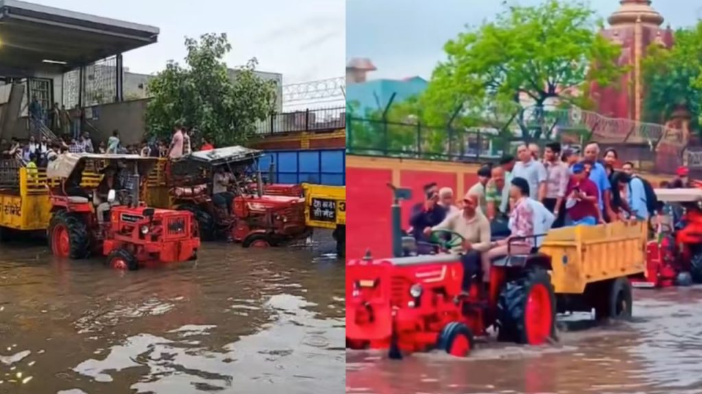 Delhi: Passengers are using tractor-trolleys to reach home and office from Shiv Vihar metro station
