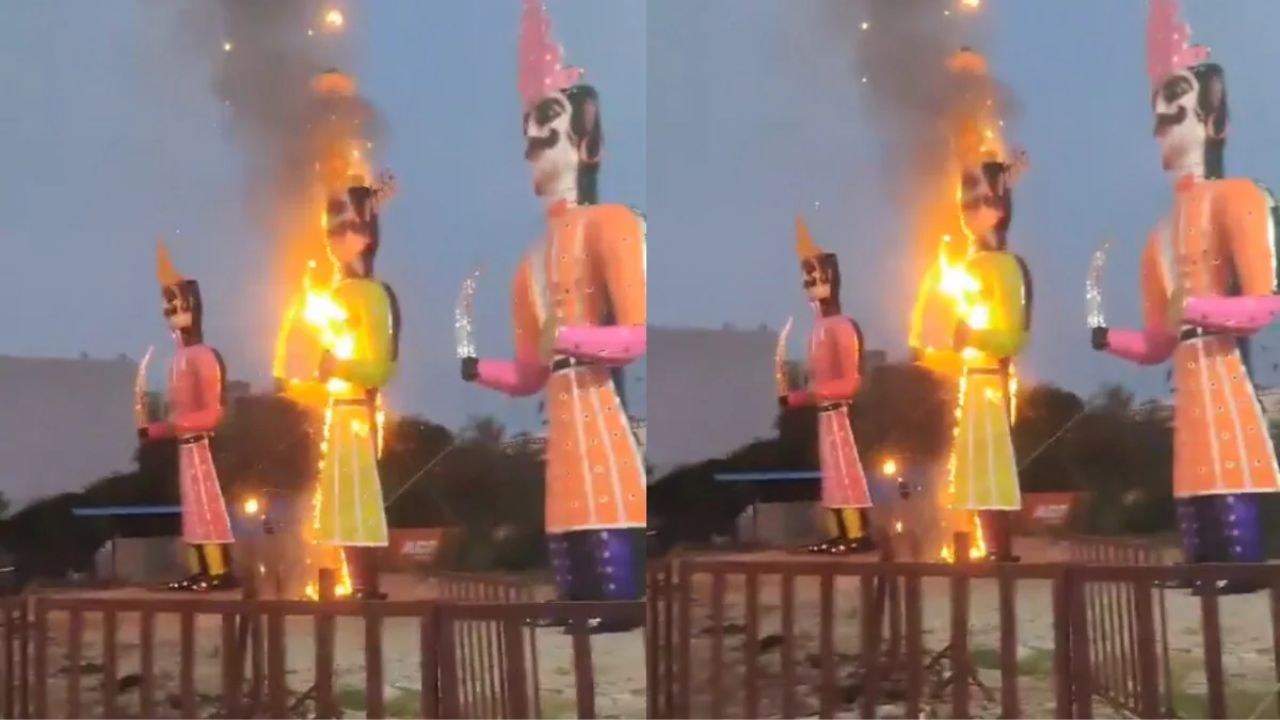 Burning effigy of Ravana