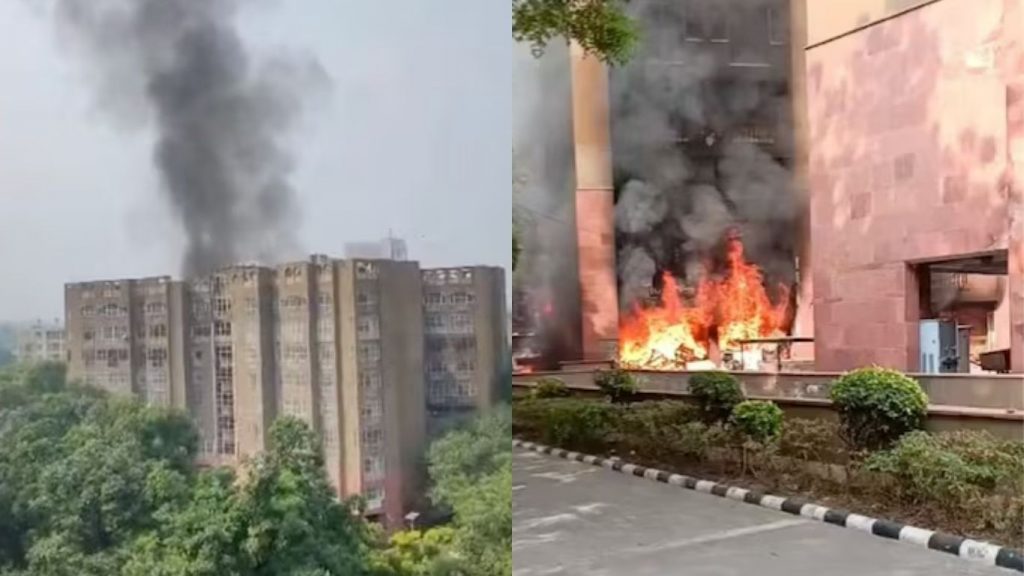 Delhi Fire MPs Staff Quarters Blaze Fire Tenders 2025