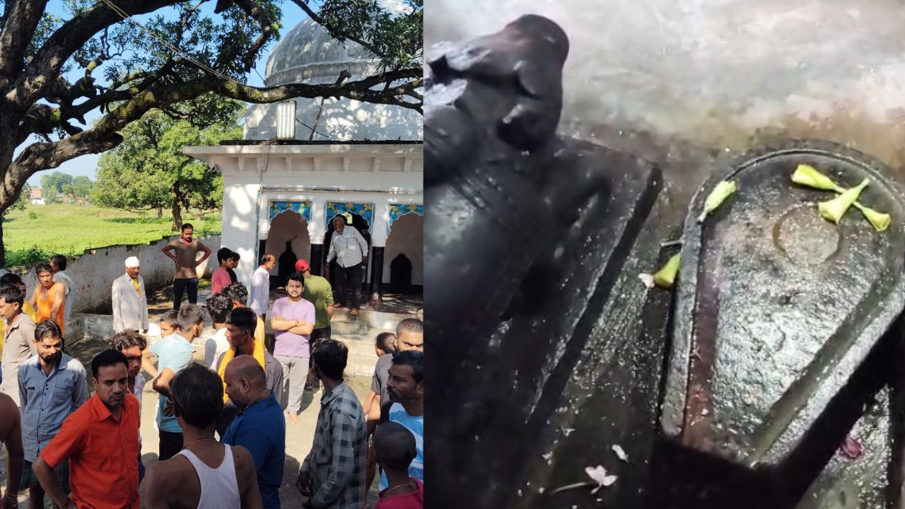 Medhulian temple in Rewa vandalized, idols vandalized by anti-social elements, people protested