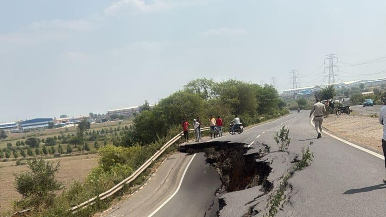 Road caved in in Bhopal.