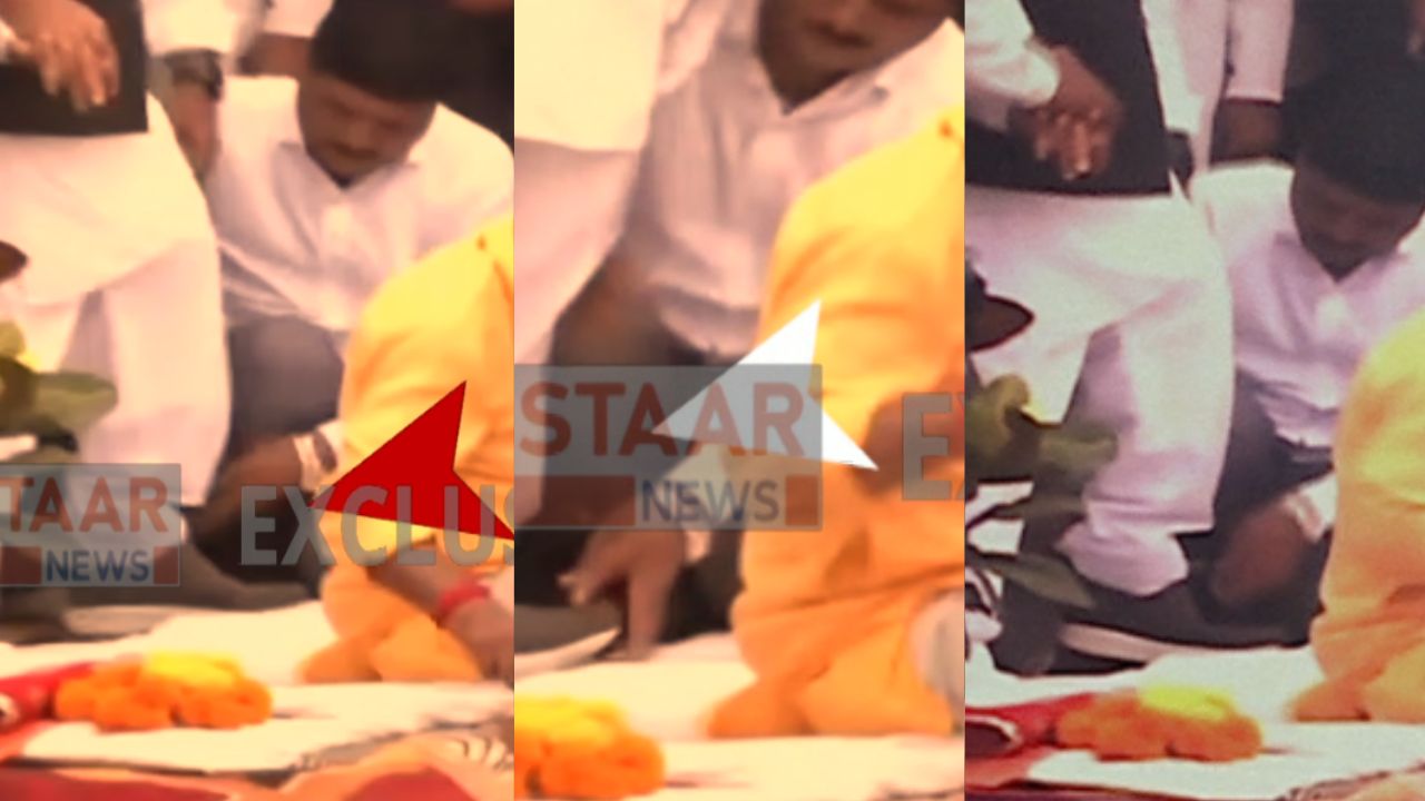 Minister Vijay Shah made the worker wear his shoes.