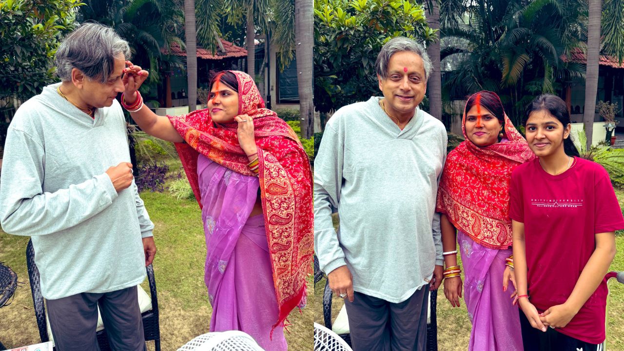 Shashi Tharoor Chhath Puja Bihar Connection Woman Applying Tilak