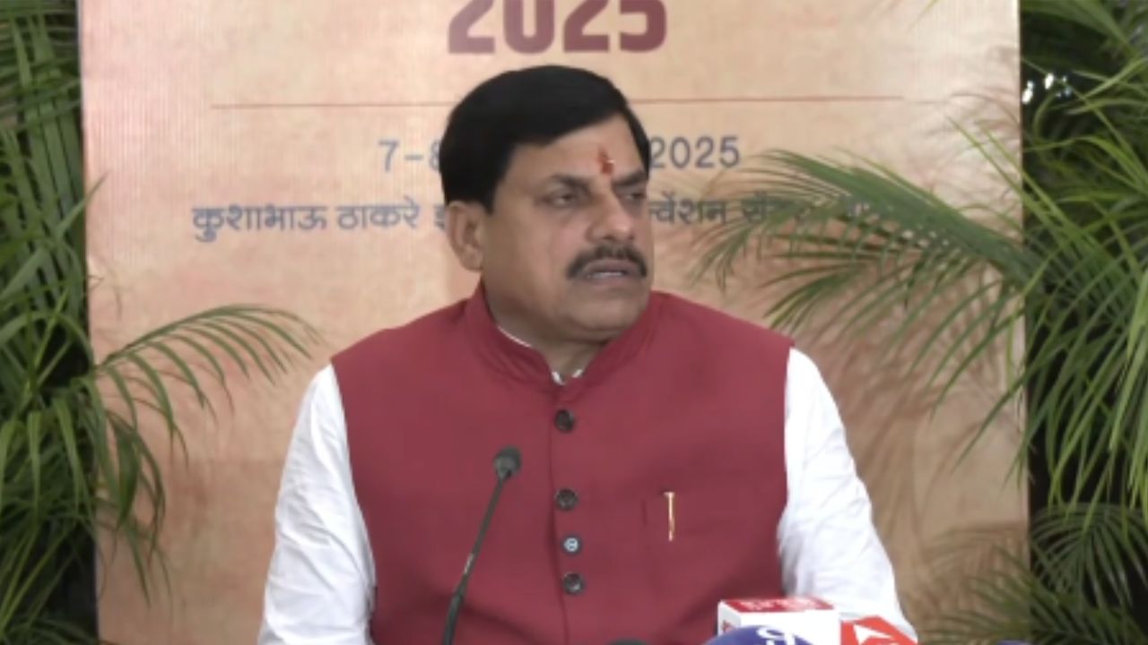 Chief Minister Mohan Yadav addressing the media.