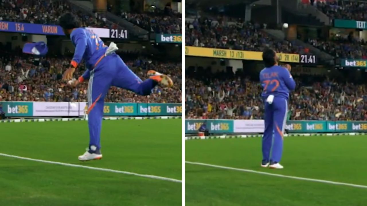 Tilak Varma Stunning Catch vs Australia Reminds of Suryakumar Yadav World Cup Moment