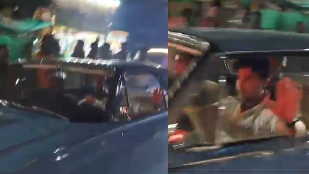 Union Minister Jyotiraditya Scindia drove a Thunderbird vintage car in Gwalior.