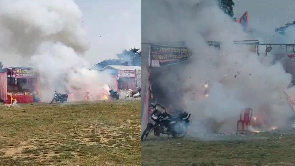 mp news maihar amarpatan crackers shop fire tragedy three shops brunt