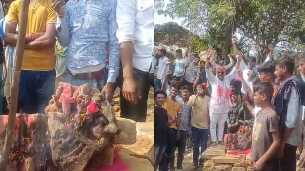 An idol was found during excavation on the grounds of a mosque in Sagar