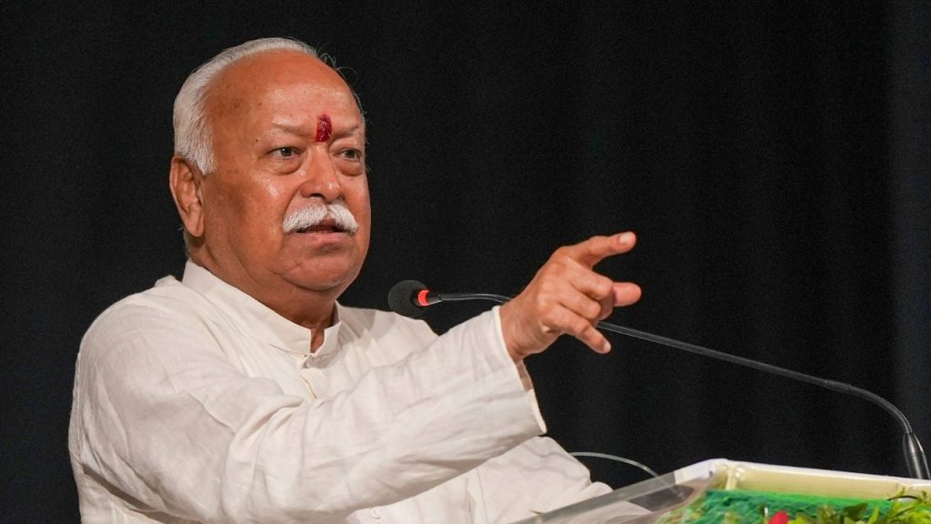 RSS Chief Mohan Bhagwat speaking on global crisis and India’s cultural path
