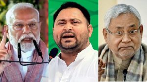 PM Modi, Nitish Kumar and Chirag Paswan during Bihar election campaign highlighting ‘Jungleraj’ issue