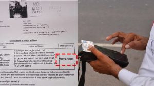 muzaffarnagar scooty rider fined 20 lakh 74 thousand Challan Viral