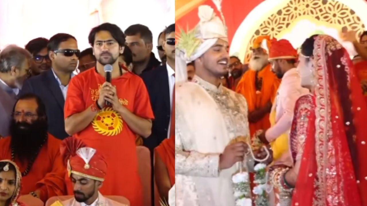 Chief Minister's son's marriage in a mass marriage.