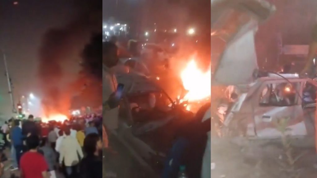 Explosion in a car near Red Fort Metro Station in Delhi.