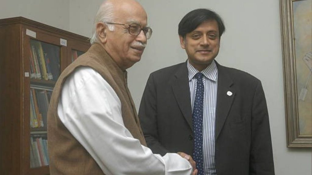Shashi Tharoor praises LK Advani, compares him to Nehru and Indira