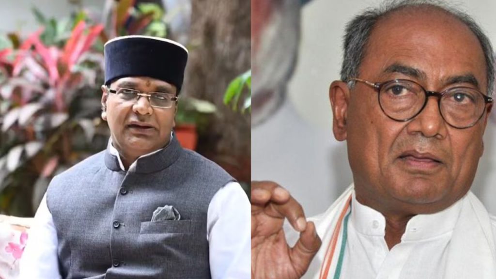 Cabinet Minister Vishwas Sarang and Congress leader Digvijay Singh. (File Photo)