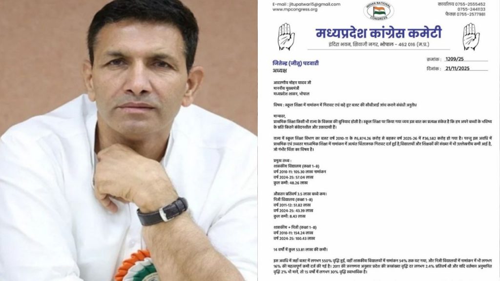 Jitu Patwari wrote a letter to Chief Minister Dr. Mohan Yadav.