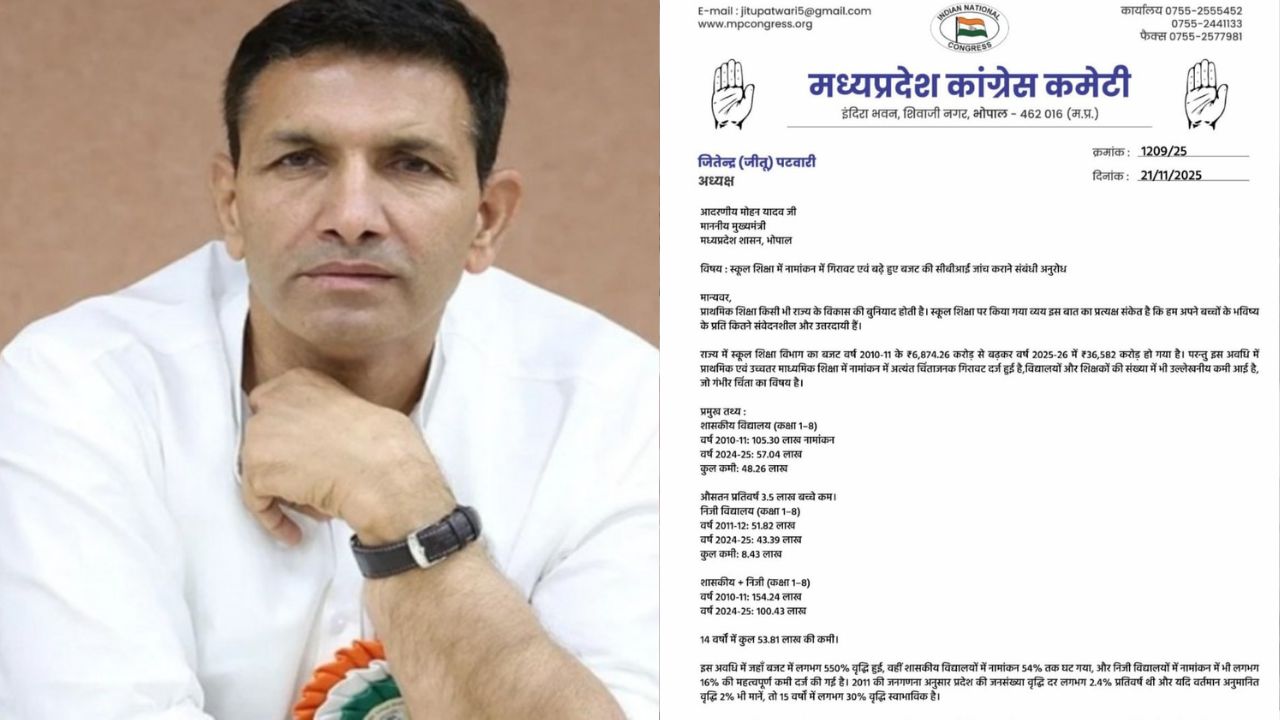 Jitu Patwari wrote a letter to Chief Minister Dr. Mohan Yadav.