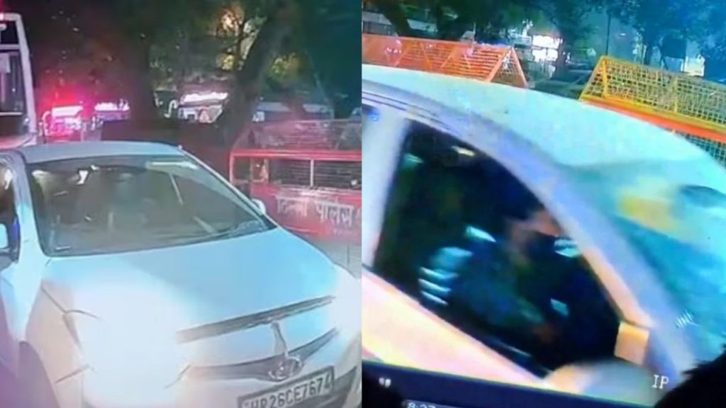 Delhi Blast near lal quila cctv footage before blast terrorist doctor umar on car driving seat