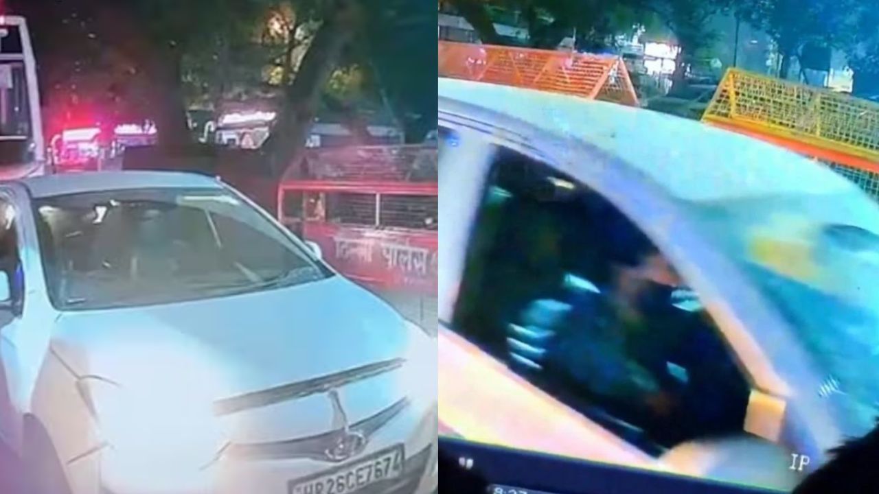Delhi Blast near lal quila cctv footage before blast terrorist doctor umar on car driving seat