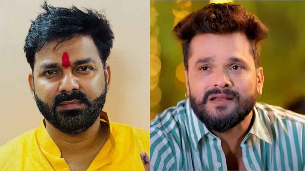 Pawan Singh angrily reacting to Khesari Lal Yadav house bulldozer incident during Bihar elections 2025