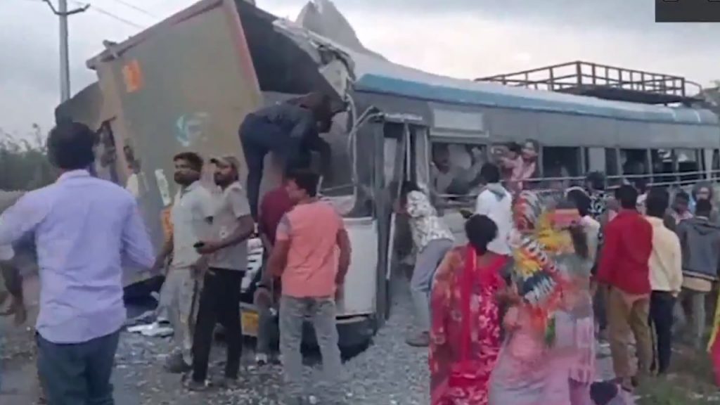Telangana Rangareddy Road Accident Truck collides with Bus 20 Dead