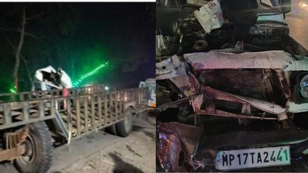A car carrying people going to Ayodhya collided with a trailer