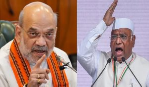 Amit Shah and Mallikarjun Kharge debating Vande Mataram in Rajya Sabha during Parliament Winter Session