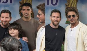 Lionel Messi arrives in India during GOAT Tour 2025 Meet Shahrukh Khan and son