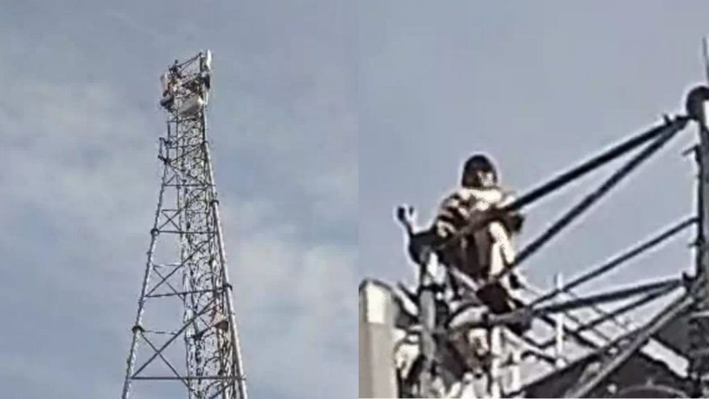 Minor girl climbs mobile tower