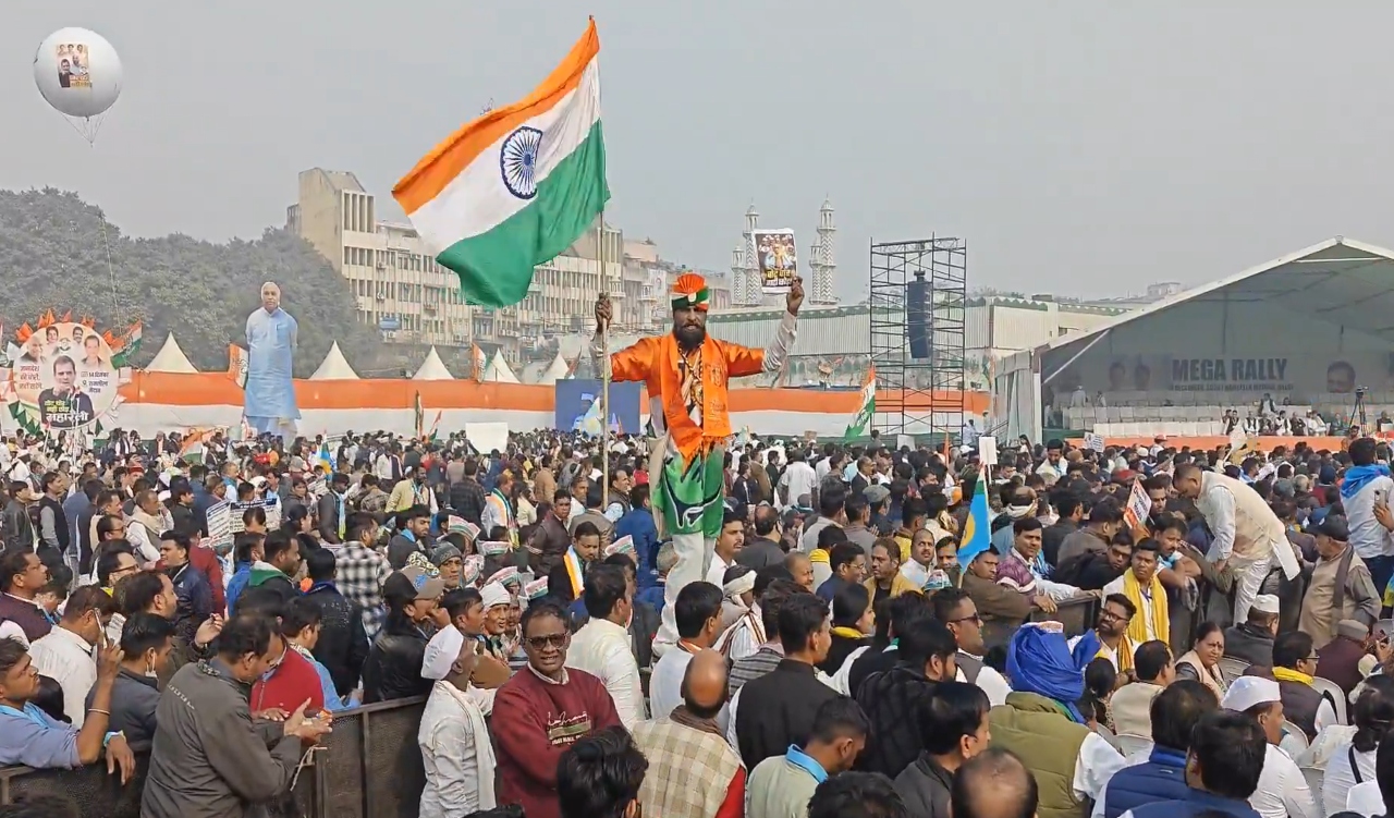 Rahul Gandhi addressing Congress Maha Rally at Ramlila Maidan Delhi