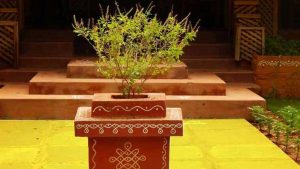 Tulsi leaf with chandan significance