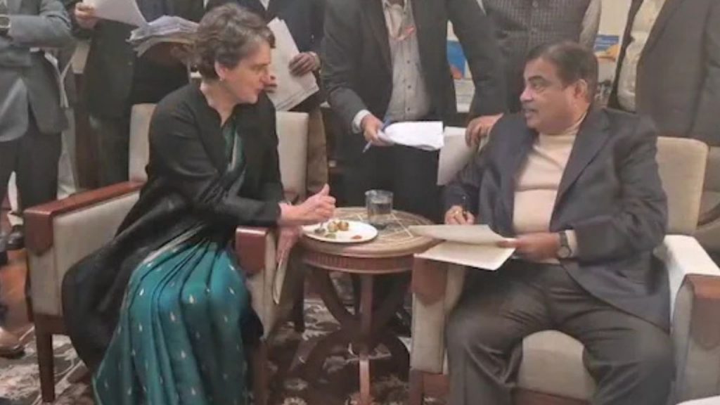 Priyanka Gandhi met Nitin Gadkari.