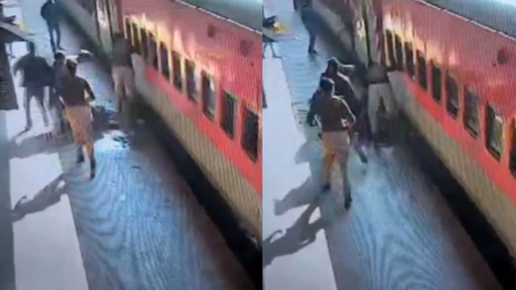 GRP saved the life of a female passenger at Ratlam railway station.
