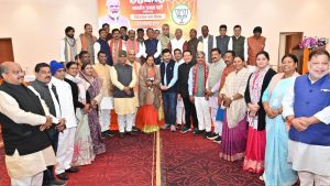 The meeting of the legislative party was held at the Chief Minister's residence.