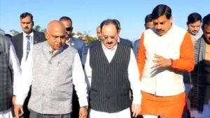 Union Minister JP Nadda and Chief Minister Dr Mohan Yadav during a program in Betul.