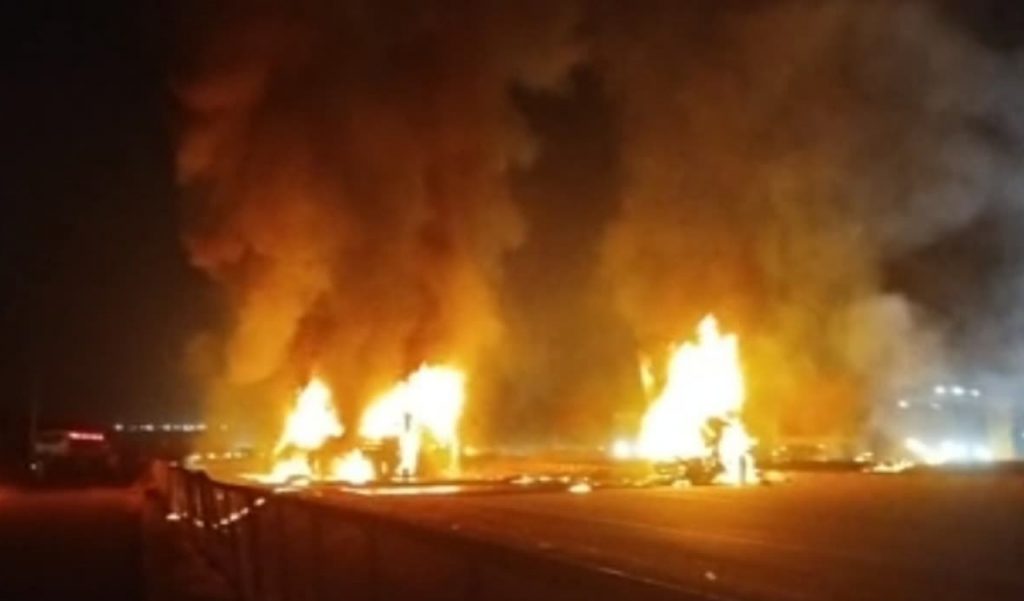 sleeper bus caught fire