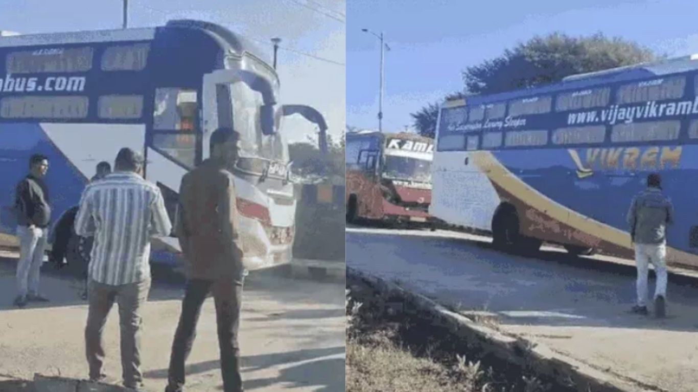 Protests erupt in Ujjain after sleeper buses are banned.