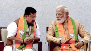 BJP President Nitin Navin with Prime Minister Modi.