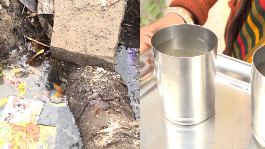 Due to bursting of drinking water pipeline in Bhopal, sewage water is being released.