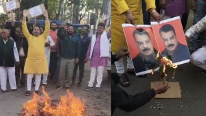 In Indore, sanitation workers burnt the effigy of Umang Singar.