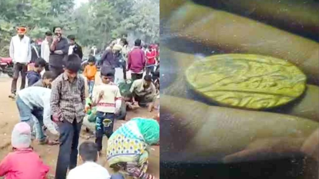 Crowd gathered for gold coins in Chhatarpur.