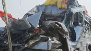 The accident was so severe that the vehicle full of devotees was badly crushed.