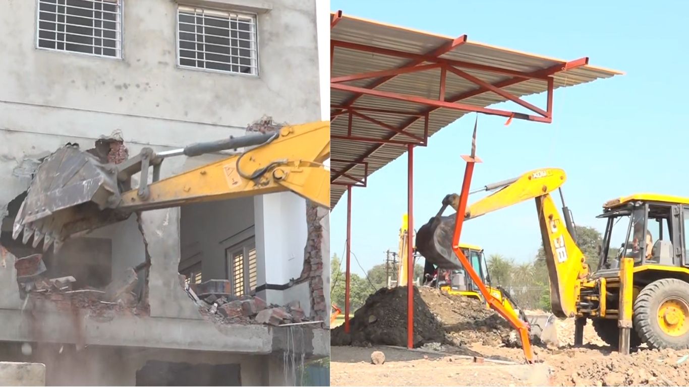 Bulldozer action on illegal construction in Ujjain
