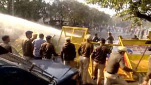 Protesters demolished the barricades in Indore.