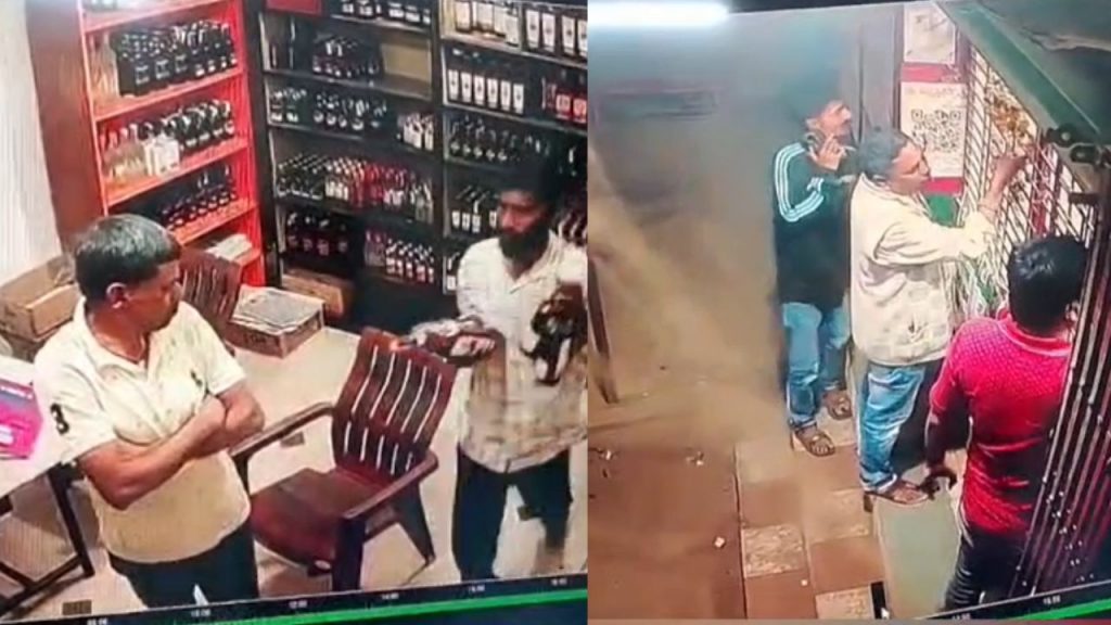 Liquor was looted by entering a shop in Dhar.