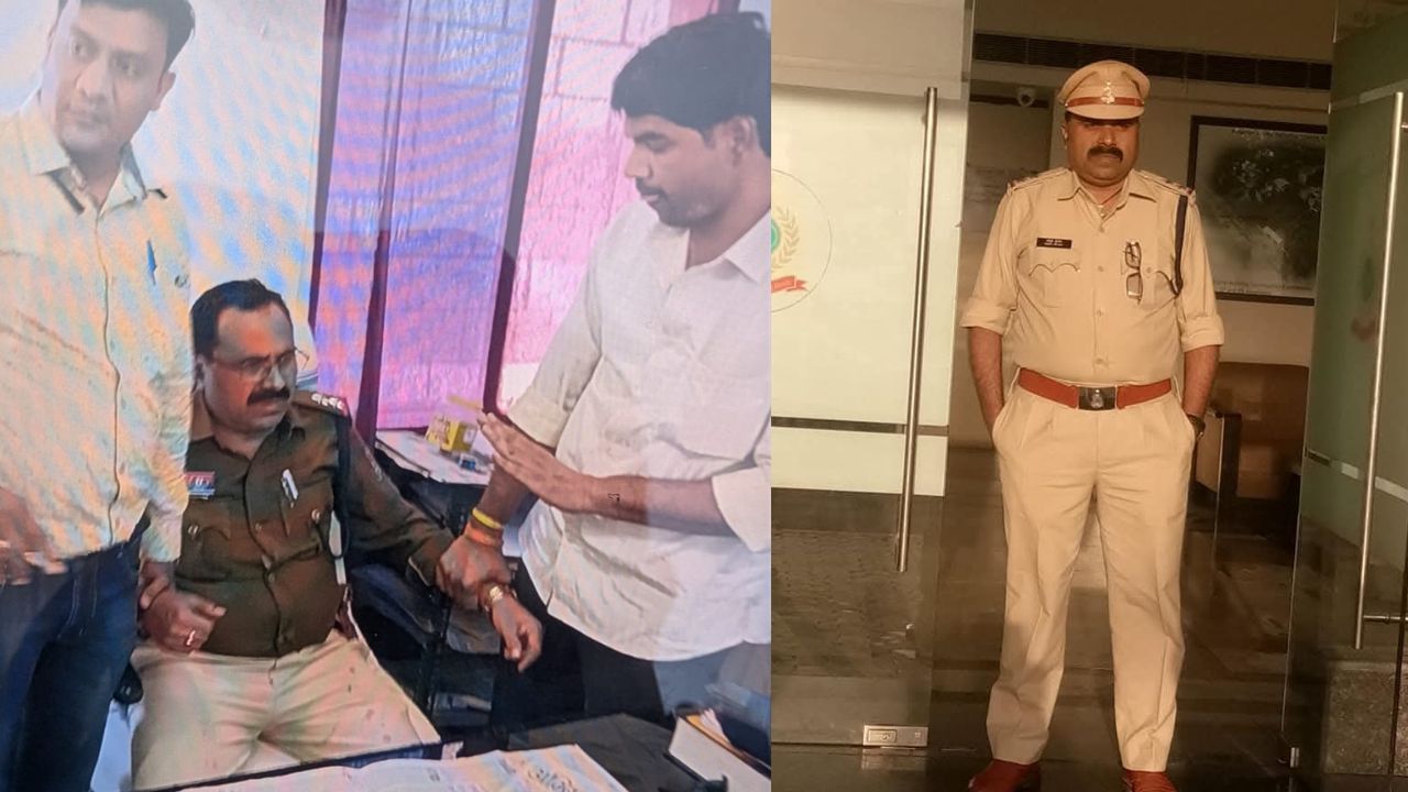 The outpost in-charge was caught red-handed taking bribe.