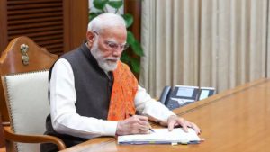 Prime Minister Modi at the cabinet meeting of the new office Seva Teerth.