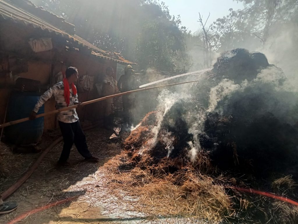 The fire was brought under control with the help of villagers.